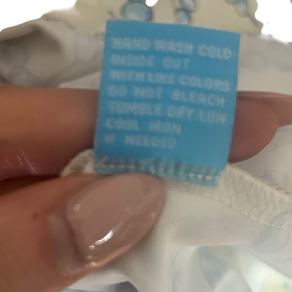 J. McLaughlin White and Blue Chain Print Dress Size Small Ruched 3/4 Sleeve - Picture 8 of 8